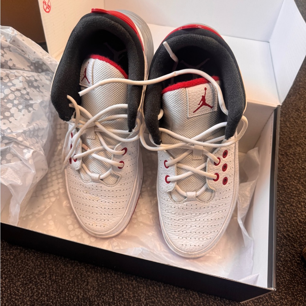 Jordan White and Red Sneakers with Air Cushioning - Picture 6 of 8